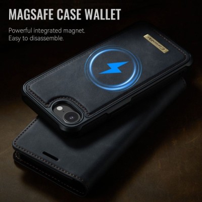 „CaseMe“ MagSafe Leather 2-in-1 Flip Case - Black (iPhone 17e / 16e)
