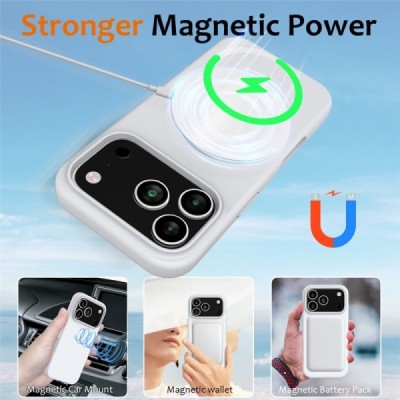 Apple iPhone 17 Pro Max "Shell" MagSafe Hard Silicone TPU White Case Cover - Back | Priedai.lt