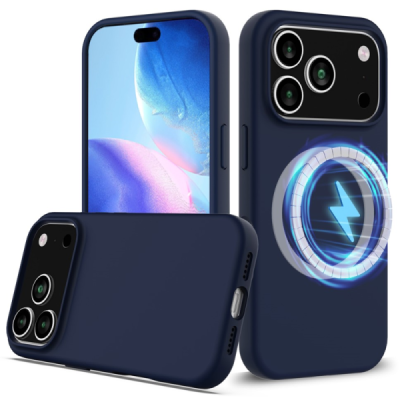 Apple iPhone 17 Pro Max "Shell" MagSafe Hard Silicone TPU Dark Blue Case Cover - Back | Priedai.lt