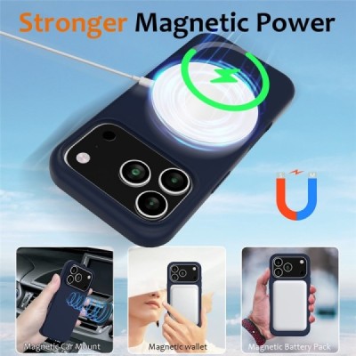 Apple iPhone 17 Pro Max "Shell" MagSafe Hard Silicone TPU Dark Blue Case Cover - Back | Priedai.lt