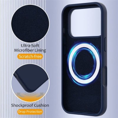 Apple iPhone 17 Pro Max "Shell" MagSafe Hard Silicone TPU Dark Blue Case Cover - Back | Priedai.lt