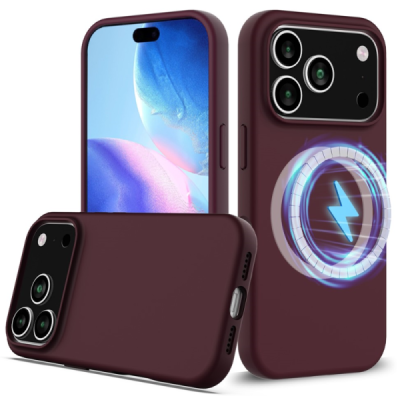 Apple iPhone 17 Pro Max "Shell" MagSafe Hard Silicone TPU Burgundy Case Cover - Back | Priedai.lt