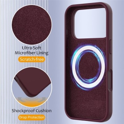 Apple iPhone 17 Pro Max "Shell" MagSafe Hard Silicone TPU Burgundy Case Cover - Back | Priedai.lt