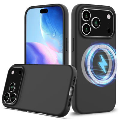Apple iPhone 17 Pro "Shell" MagSafe Hard Silicone TPU Black  Case Cover - Back | Priedai.lt