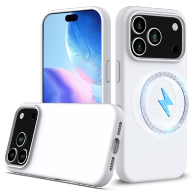 Apple iPhone 17 Pro "Shell" MagSafe Hard Silicone TPU White Case Cover - Back | Priedai.lt