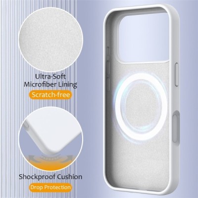 Apple iPhone 17 Pro "Shell" MagSafe Hard Silicone TPU White Case Cover - Back | Priedai.lt