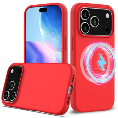 Apple iPhone 17 Pro "Shell" MagSafe Hard Silicone TPU red Case Cover - Back | Priedai.lt