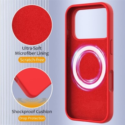 Apple iPhone 17 Pro "Shell" MagSafe Hard Silicone TPU red Case Cover - Back | Priedai.lt