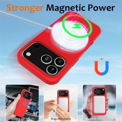 Apple iPhone 17 Pro "Shell" MagSafe Hard Silicone TPU red Case Cover - Back | Priedai.lt