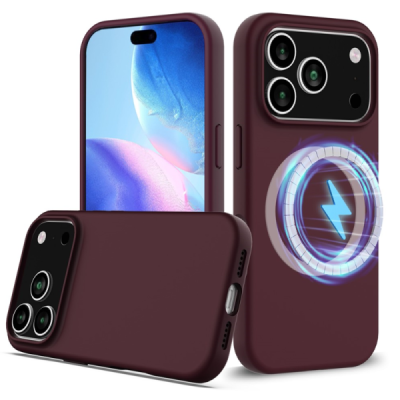 Apple iPhone 17 Pro "Shell" MagSafe Hard Silicone TPU Burgundy Case Cover - Back | Priedai.lt