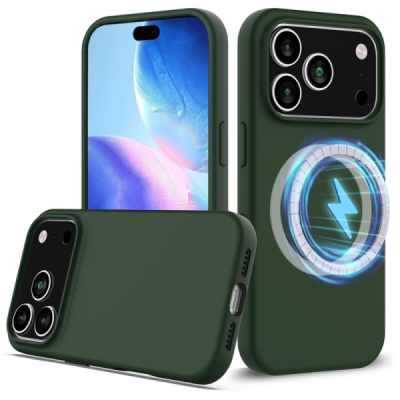 Apple iPhone 17 Pro "Shell" MagSafe Hard Silicone TPU Dark green Case Cover - Back | Priedai.lt