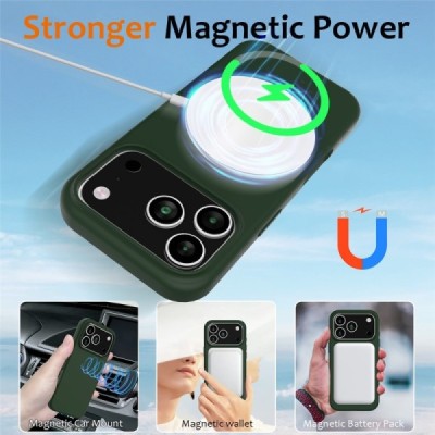 Apple iPhone 17 Pro "Shell" MagSafe Hard Silicone TPU Dark green Case Cover - Back | Priedai.lt