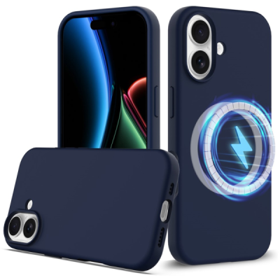 Apple iPhone 17 "Shell" MagSafe Hard Silicone TPU Dark Blue Case Cover - Back | Priedai.lt