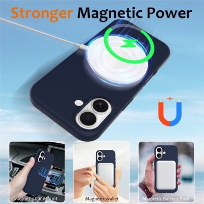 Apple iPhone 17 "Shell" MagSafe Hard Silicone TPU Dark Blue Case Cover - Back | Priedai.lt