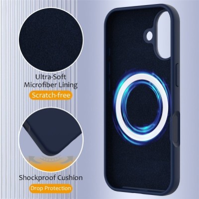 Apple iPhone 17 "Shell" MagSafe Hard Silicone TPU Dark Blue Case Cover - Back | Priedai.lt