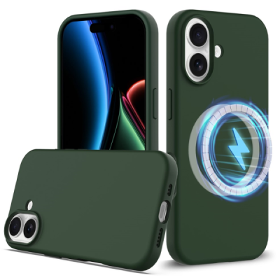 Apple iPhone 17 "Shell" MagSafe Hard Silicone TPU Dark green Case Cover - Back | Priedai.lt