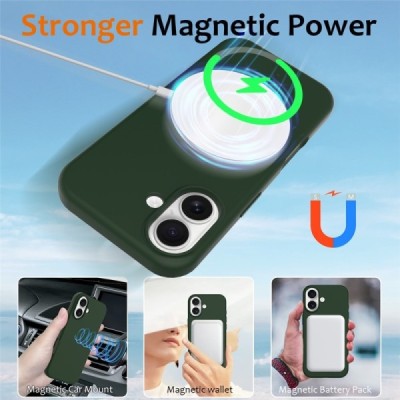 Apple iPhone 17 "Shell" MagSafe Hard Silicone TPU Dark green Case Cover - Back | Priedai.lt