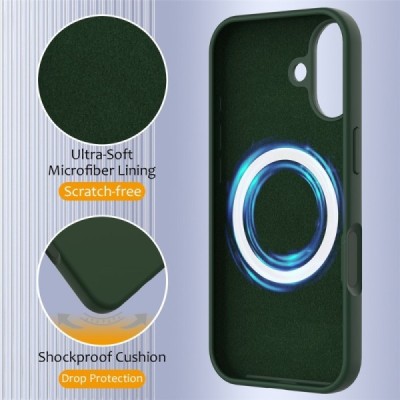 Apple iPhone 17 "Shell" MagSafe Hard Silicone TPU Dark green Case Cover - Back | Priedai.lt