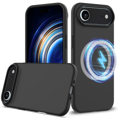 Apple iPhone Air "Shell" MagSafe Hard Silicone TPU Black  Case Cover - Back | Priedai.lt