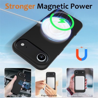 Apple iPhone Air "Shell" MagSafe Hard Silicone TPU Black  Case Cover - Back | Priedai.lt