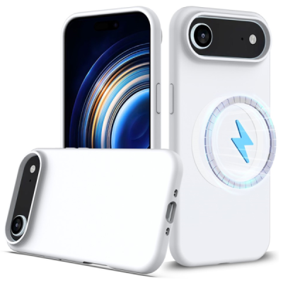 Apple iPhone Air "Shell" MagSafe Hard Silicone TPU White Case Cover - Back | Priedai.lt