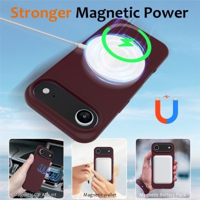 Apple iPhone Air "Shell" MagSafe Hard Silicone TPU Burgundy Case Cover - Back | Priedai.lt