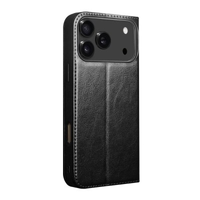 Apple iPhone 17 Pro Max "QIALINO" flip-up leather case cover - black | Priedai.lt