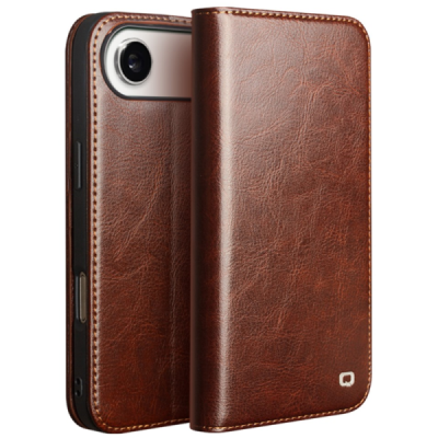 Apple iPhone Air "QIALINO" flip-up leather case cover - brown | Priedai.lt