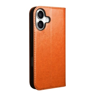 Apple iPhone 17 "QIALINO" flip-up leather case cover - Light Brown | Priedai.lt