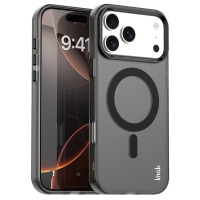 Apple iPhone 17 Pro "IMAK" Candy MagSafe Hard Silicone TPU Matte Case Cover - Black | Priedai.lt