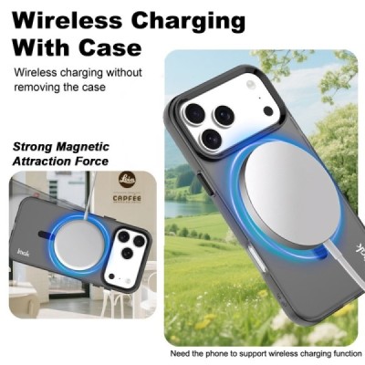 Apple iPhone 17 Pro "IMAK" Candy MagSafe Hard Silicone TPU Matte Case Cover - Black | Priedai.lt