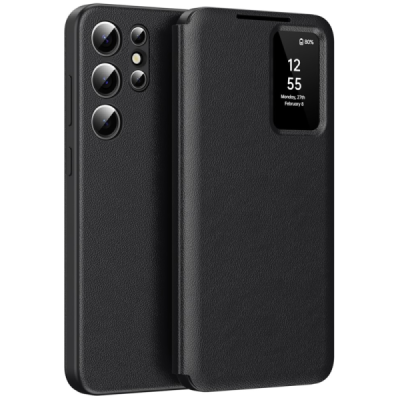 Samsung Galaxy S25 Ultra "Qing" Smart View Solid Flip Case - Black | Priedai.lt