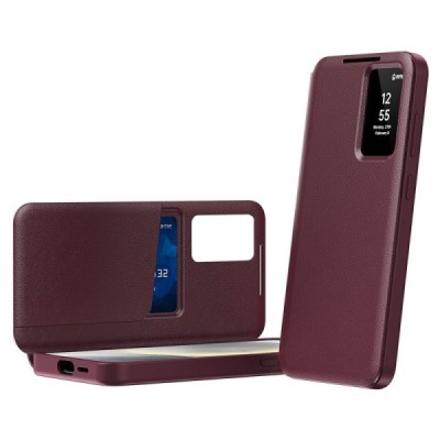 Samsung Galaxy S25 Ultra "Qing" Smart View Solid Flip Case - burgundy | Priedai.lt