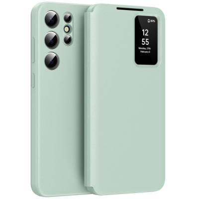 Samsung Galaxy S25 Ultra "Qing" Smart View Solid Flip Case - Green | Priedai.lt