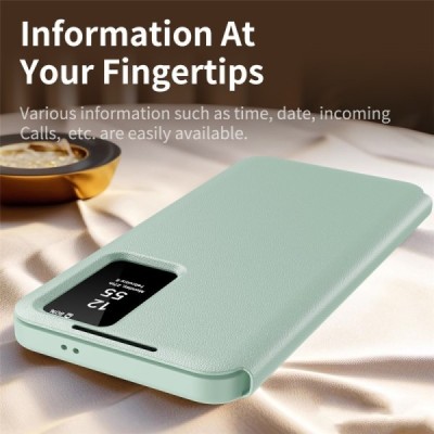 Samsung Galaxy S25 Ultra "Qing" Smart View Solid Flip Case - Green | Priedai.lt