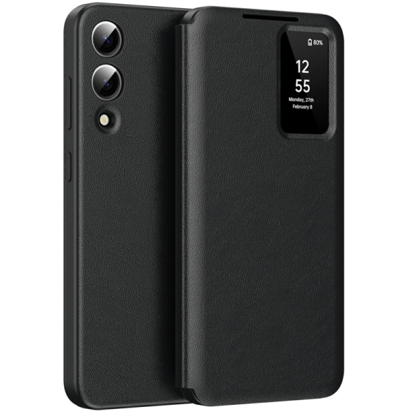 "Qing" Smart View Solid Flip Case - Black (Galaxy S25 Edge)