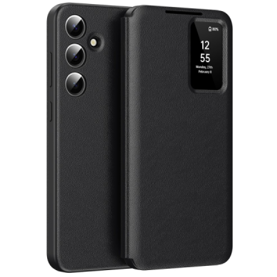 Samsung Galaxy A55 "Qing" Smart View Solid Flip Case - Black | Priedai.lt