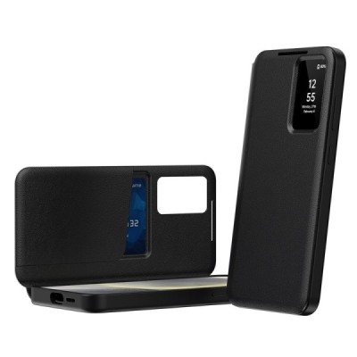 Samsung Galaxy A55 "Qing" Smart View Solid Flip Case - Black | Priedai.lt