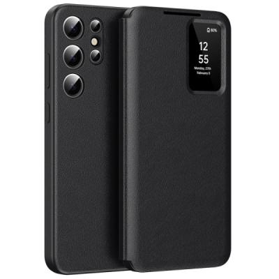 Samsung Galaxy S24 Ultra "Qing" Smart View Solid Flip Case - Black | Priedai.lt