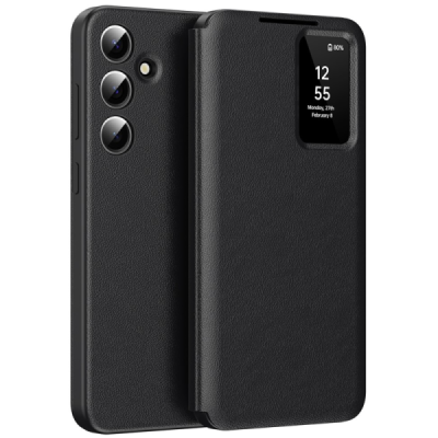 Samsung Galaxy S24 FE "Qing" Smart View Solid Flip Case - Black | Priedai.lt