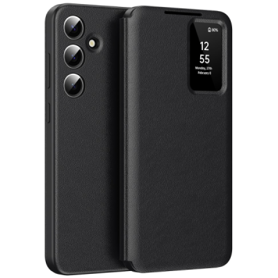 Samsung Galaxy S23 FE "Qing" Smart View Solid Flip Case - Black | Priedai.lt