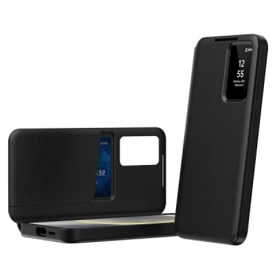 Samsung Galaxy S23 FE "Qing" Smart View Solid Flip Case - Black | Priedai.lt