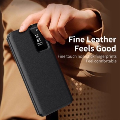 Samsung Galaxy S23 FE "Qing" Smart View Solid Flip Case - Black | Priedai.lt