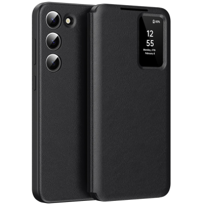 Samsung Galaxy S23 "Qing" Smart View Solid Flip Case - Black | Priedai.lt