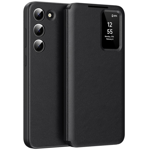 "Qing" Smart View Solid Flip Case - Black (Galaxy S23)