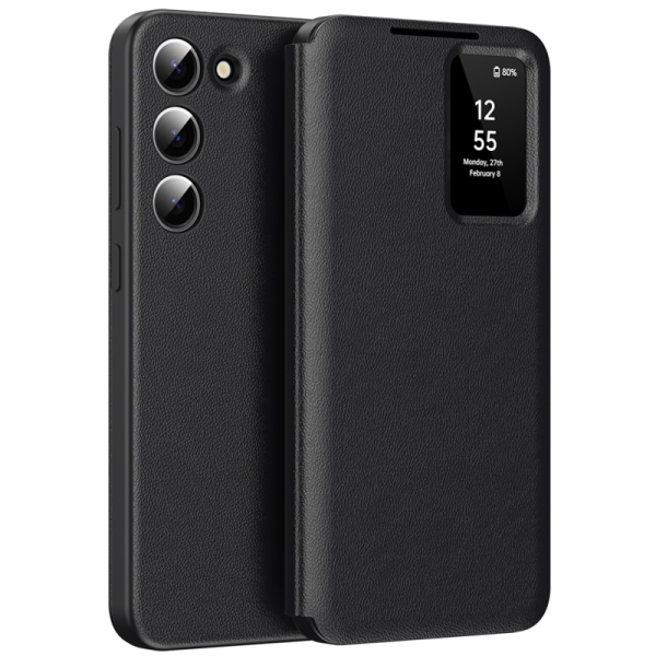 "Qing" Smart View Solid Flip Case - Black (Galaxy S22 5G)