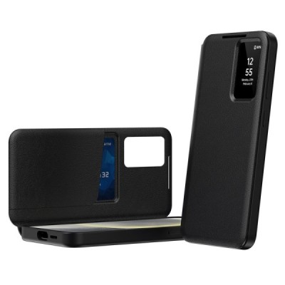 Samsung Galaxy S22 5G "Qing" Smart View Solid Flip Case - Black | Priedai.lt