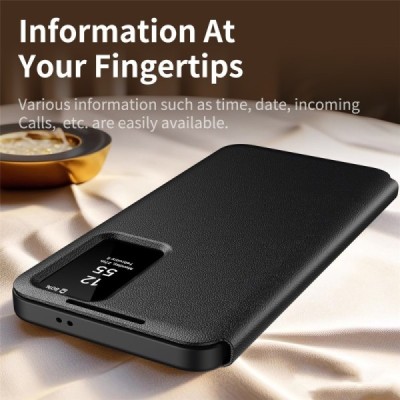 Samsung Galaxy S22 5G "Qing" Smart View Solid Flip Case - Black | Priedai.lt