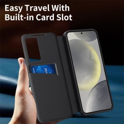 Samsung Galaxy S22 5G "Qing" Smart View Solid Flip Case - Black | Priedai.lt