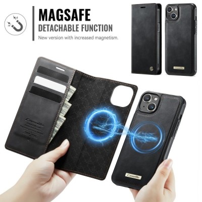 Apple iPhone 14 CaseMe Leather Magsafe flip 2-in-1 black leather case - book | Priedai.lt